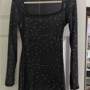 Black mini Dress with Rhinestone Accents